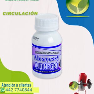Frasco de Ajo Negro Alexyessy, potente suplemento antioxidante